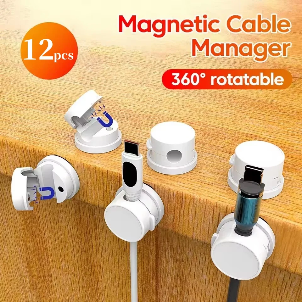 Desk Organizer - 360 Rotation Magnetic Cable Clip Cable