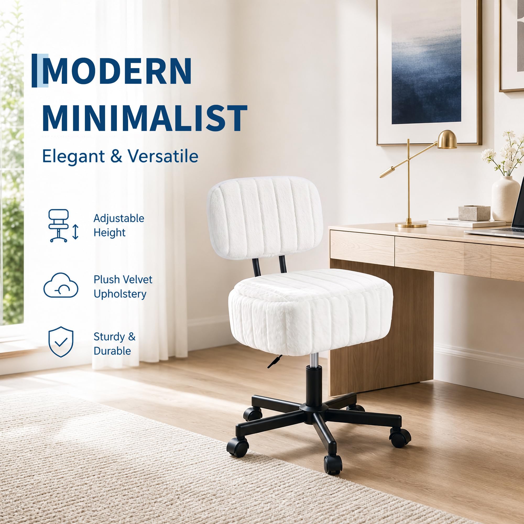 Vanity Chair with Storage, Fau - Office Stool review and price