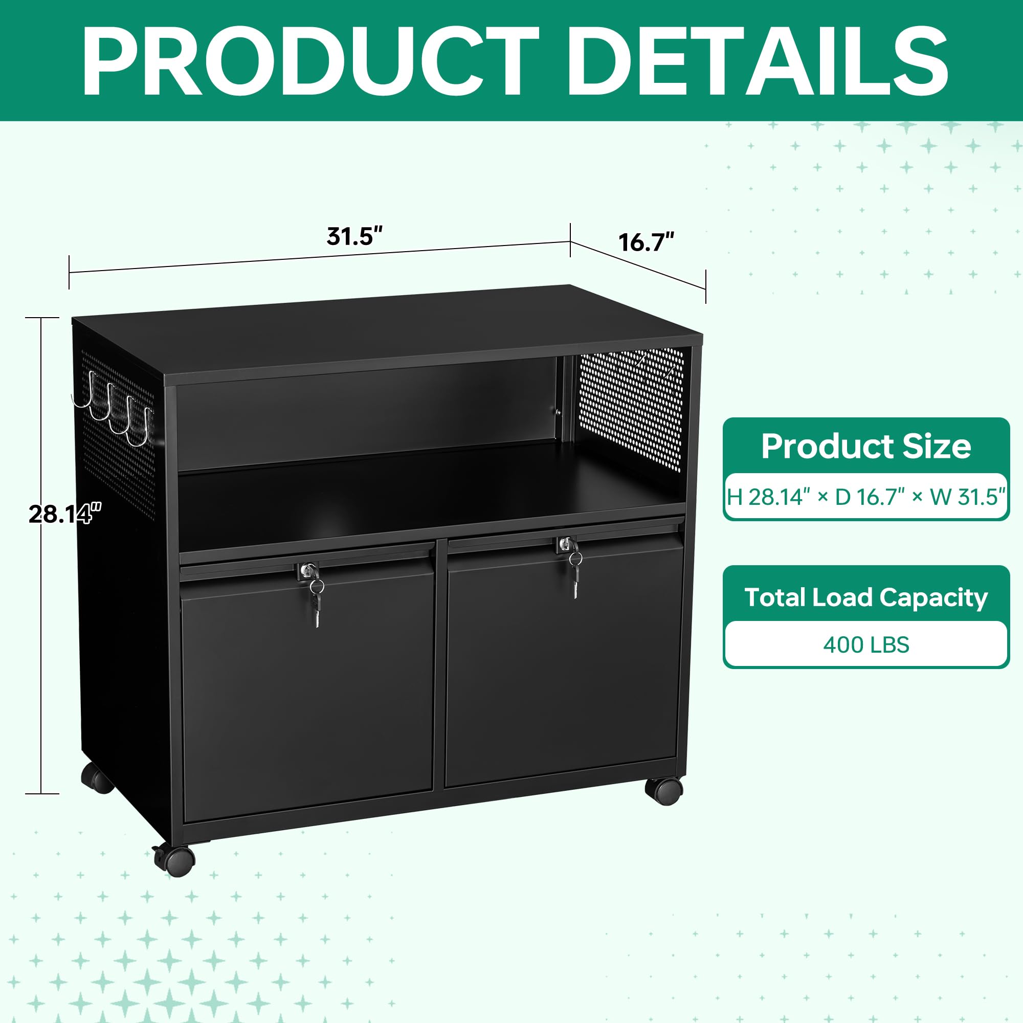 Mobile 2 Drawer File Cabinet w - Printer Stand review and price