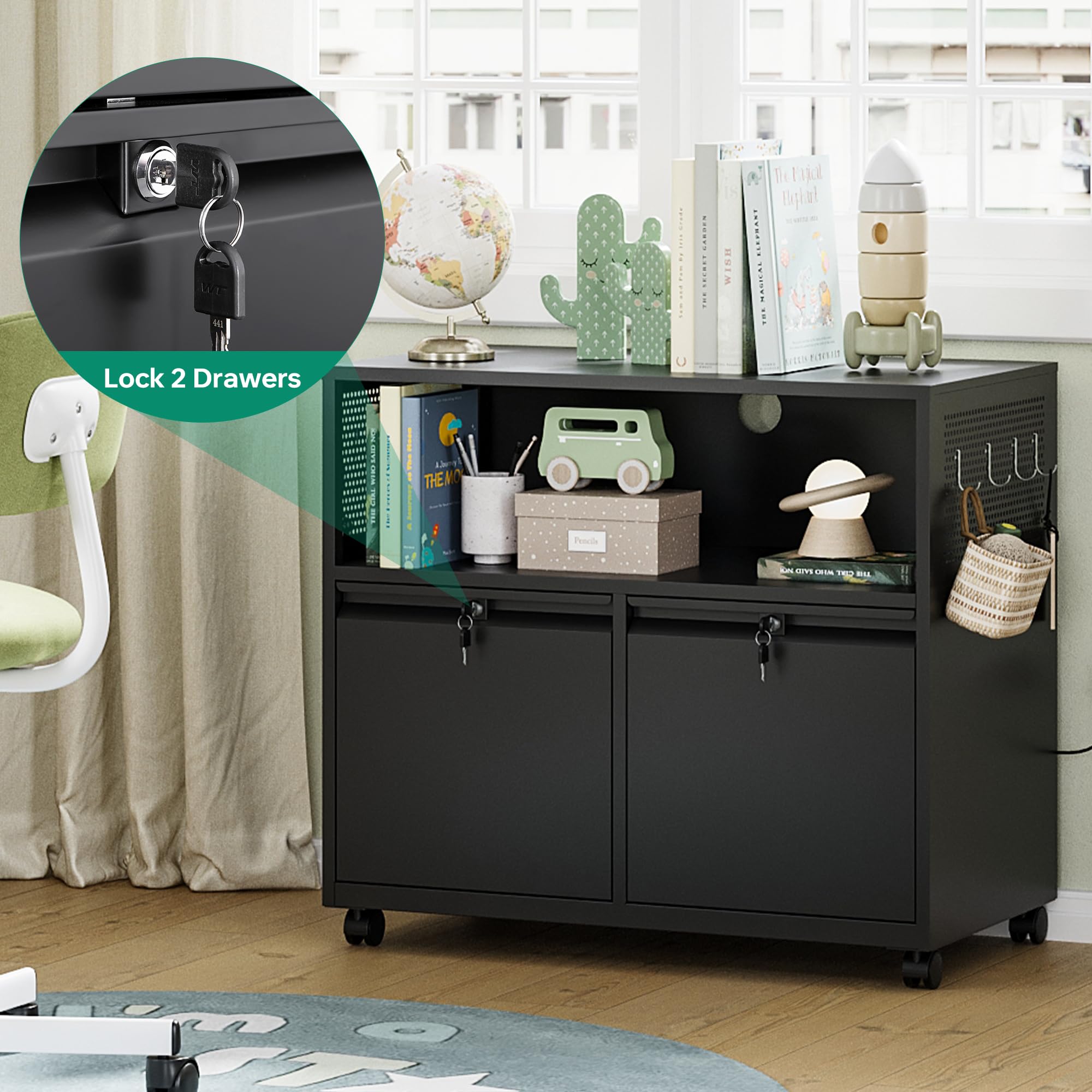 Mobile 2 Drawer File Cabinet w - Printer Stand review and price